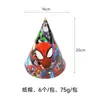 Disney Marvel Homem-Aranha Vermelho Tema Festa de Aniversário Infantil Descartável Copo de Papel e Prato Conjunto Apito de Ano Novo