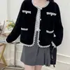 Chaqueta corta tipo cárdigan de cuello redondo estilo Chanel para mujer, nueva prenda exterior de moda ajustada para otoño e invierno para damas