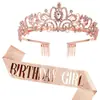 Nueva Corona de Fiesta de Cumpleaños Banda para el Hombro Cinta de Reina Set Accesorios para el Cabello de Reina para Niña Tocado En Stock