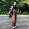 Jeans de Mezclilla Lavada Marrón Retro del Sudeste Asiático Transfronterizos para Hombres y Mujeres, Nuevo Estilo Primavera y Verano, Pantalones Rectos de Pierna Ancha Sueltos y Relajados