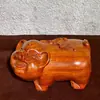 Talla de Madera de Ébano Adornos de Cerdo Fu Madera Maciza Cerdo de los Doce Signos del Zodíaco Un Par de Artesanía de Cerdo Murciélago de Madera Roja Regalo