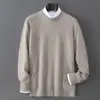 Suéter Baicai Rong Otoño/Invierno Nuevo de Lana Pura para Hombre Liso Cuello Redondo Tejido de Punto Estilo Old Money Versátil Tejido Base