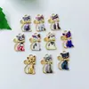 Encantadores y Lindos Pendientes de Gato con Diseño de Estampado de Aleación de Gota de Aceite Accesorios DIY Colgante Llavero
