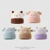 Gorro de lana para niños de otoño e invierno, gorro de punto tridimensional de dibujos animados, gorro tejido para niños y niñas