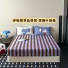 Funda de sábana bajera ajustada de algodón puro lavado a rayas, una sola pieza, apta para todas las estaciones, protector de colchón de algodón puro, funda antideslizante para cama individual/doble