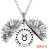 Collar con colgante de acero de titanio y girasol de las doce constelaciones transfronterizas europeas y americanas, regalo navideño con letras