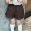 Conjunto de Verano Estilo Coreano para Niñas 26 Nuevo Estilo Academia Niña Pequeña Camisa de Manga Corta Plisada Cuello de Muñeca Pantalones Cortos de Encaje
