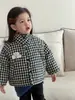 [Turanka] Roupas Infantis 2025 Inverno Novo Estilo Coreano Roupas Infantis Jaqueta Casaco de Algodão Xadrez para Meninas