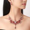 Conjunto de joyas con pendientes de pavo real retro, estilo étnico amazónico transfronterizo europeo y americano, borlas exageradas, collar de cristal para clavícula