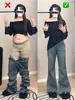 Jeans Vintage Azul de Cintura Alta com Micro-Relevo Feminino Verão plus size menina cheinha Cobre o Quadril Emagrecimento Corpo em Pera Boca de Sino Calça Longa