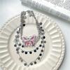 Collar Apilado de Lentejuelas Redondas Multicapa Mariposa Rosa Nicho de Lujo Ligero para Mujer Cadena de Clavícula con Colgante