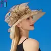 Chapéu de Sol Europeu e Americano Feminino de Organza Cor Sólida Flor Grande Chapéu de Sol Elegante Dama Britânica Chapéu de Sol Elegante