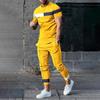 Traje Casual de Manga Corta para Hombre Nuevo 2023 Estampado Digital 3D Rayado Colorido Moda Traje de Pantalón de Manga Corta