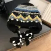 Gorro de Punto Fair Isle Bloque de Color para Mujer Otoño Invierno Versátil Circunferencia de Cabeza Grande Muestra Cara Pequeña Protección para Orejas Calidez Gorro de Tejer