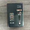 Aparelho de barbear manual com cinco lâminas de precisão, cabeça articulada, cabeças substituíveis, barbeador para barba masculina, atacado