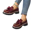 Mocasines de talla grande para mujer para primavera y otoño, con diseño de lazo, estilo británico, material de cuero, tacones gruesos, suelas gruesas y un aspecto retro, adecuados para exportación