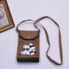 Bolso para teléfono móvil de estilo coreano con diseño de panda pequeño, bandolera de punto, bolso de mano con solapa, bolso informal para salir