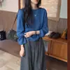 BRIVIN Tricô Azul Feminino Outono Inverno Amigo da Pele Macio Pegajoso Estilo Coreano Preguiçoso Emagrecedor Simples Temperamento Top
