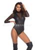 Talla Europea y Americana 2XL Ropa Interior Sexy de Cuero Malla Brillante Mono Baile de Barra Nightclub Baile Salvaje