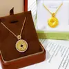 Joyería Chapada en Oro con Colgante de Moneda de Cobre, Moneda de Imitación Dorada con Diamantes, Colgante de Cadena para Suéter Cepillado