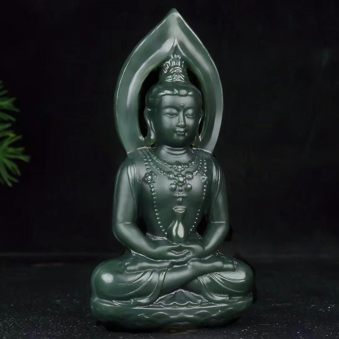 智贝详情图_4阿里一元拍卖新疆和田玉观音踏青细料玉坠挂件立体