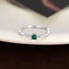Nova Moda Japonesa e Coreana Luxo Acessível Anel de Prata Esterlina S925 com Esmeralda Inlaid Design Simples de Nicho Anel Estilo Palácio