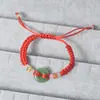 Estilo étnico chinês feito à mão em imitação de jade fivela da paz para casal nó de abacaxi fio vermelho Festival do Barco-Dragão pulseira de fio colorido