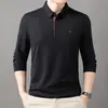 Camiseta Polo de Manga Larga para Hombre Primavera y Otoño Simple Casual de Negocios Corte Holgado Top para Papá de Mediana Edad Camiseta Básica