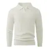 Comercio exterior al por mayor otoño e invierno nuevo tejido de punto para hombre, moderno cuello camisero patrón trenzado color liso casual suéter para hombre