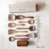 Espátula de Madera de Acacia Hoja Pequeña Transfronteriza, Espátula de Cocina, Cuchara para Sopa, Espátula de Madera, Juego de Utensilios de Cocina de Madera de Teca, Madera
