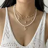 Colar de Estrela-do-Mar e Pérolas Estilo Novo Transfronteiriço Europeu e Americano Estilo Férias na Praia Colar Boêmio Casual Conjunto Feminino