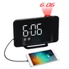 0716 Fornecimento Transfronteiriço de Despertadores de Projeção de Rádio com Tela Grande LED Display Eletrônico Relógio Despertador Duplo Curvo Relógio de Mesa