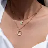 Set de Collar de Doble Capa de Estrella y Luna, Cadena para Clavícula con Colgante de Luna, Accesorio de Cuello Versátil para el Día a Día, Estilo de Nicho de Lujo Ligero