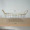 Cesta de Pão para Assar em Ferro Forjado Estilo Japonês Cesta de Armazenamento Vazada de Arame de Metal com Grelha Cesta de Mesa para Lanches Ovos Pastelaria