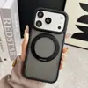 Funda Magnética para Teléfono para iPhone 17 Pro Max 16 15 14 Naranja Mate Translúcida Tacto Piel Cubierta Protectora Delgada con Soporte de Anillo Invisible Compatible con MagSafe