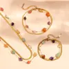 Colar Pulseira Dupla Camada Colorida de Aço Titânio Transfronteiriça para Mulheres, Pulseira Dupla Camada Colorida de Aço Inoxidável Versátil de Luxo Leve de Alta Qualidade