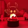 Luz de Noche USB Juego Hollow Knight Accesorios Regalo Cumpleaños Niños Adornos de Mesita de Noche para Dormitorio Luz Luminosa LED 3D