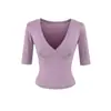 Camiseta de Manga Corta con Cuello en V Profundo Estilo Chica Picante Madura 2026 Verano Nuevo Ajuste Delgado Top Versátil para Mujer Tendencia