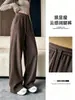 Calças pantalona macias e confortáveis para mulheres, nova coleção outono/inverno 2026, cintura alta, com caimento fluido, slim fit, design de perna reta, feitas de tecido de lã, calças de moletom casuais