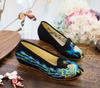 Sapatos de Bico Fino sapatos de camada única lantejoulas Bordado Pavão flor estilo étnico sapatos de pano bordados primavera e verão salto baixo sapatos femininos