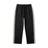 Calça de moletom larga masculina estilo europeu e americano para outono e inverno, com fita lateral e cintura elástica, calça comprida casual para homens