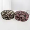 Boina con Estampado de Leopardo para Mujer Otoño e Invierno Vintage Artística Gorra de Periodista Moderna Versátil Gorra de Artista