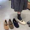 Sapatos Peludos para Mulheres, Novo Estilo Francês 2026, Estilo Fada Gentil, Laço, Boca Rasa, Forrados com Lã, Sapatos Mary Jane que Aumentam a Altura