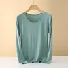 Ropa interior básica modal para mujer, camiseta fina de manga larga para primavera y otoño, talla grande, elástica, ajustada, ropa interior térmica básica.