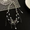 Collar de cadena con borlas de perlas y mariposa, moderno y elegante, con diseño de nicho para mujer, dulce, moderno y atractivo, con cadena de clavícula y personalidad exagerada.