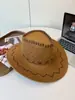 Chapéu de cowboy western estilo americano, chapéu de camurça jazz retrô étnico popular para exportação, aba larga para uso ao ar livre nas pastagens do oeste de Sichuan