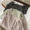 Cremallera Doble Cuello Redondo Estilo Coreano Suave Cera Axila Cintura Alta Suéter de Punto Cárdigan Grueso Abrigo Corto para Mujer Top Holgado Transfronterizo