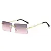 Nuevas Gafas de Sol de Moda Cuadradas Sin Marco para Hombre, Sombrilla de Viaje Personalizada Europeas y Americanas, Gafas de Sol Transfronterizas para Mujer, Gafas de Alta Gama