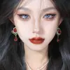 Pendientes Vintage de Palacio con Forma de Gota de Agua para Mujer Estilo Hong Kong Lujo Ligero Pendientes de Borla con Piedras Preciosas Pendientes Elegantes Versátiles para la Cena