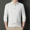Camiseta de Manga Larga Nueva Transfronteriza 2025 para Hombre, Primavera y Otoño, Cuello Simple Versátil de Algodón, Camisa Polo para Hombre